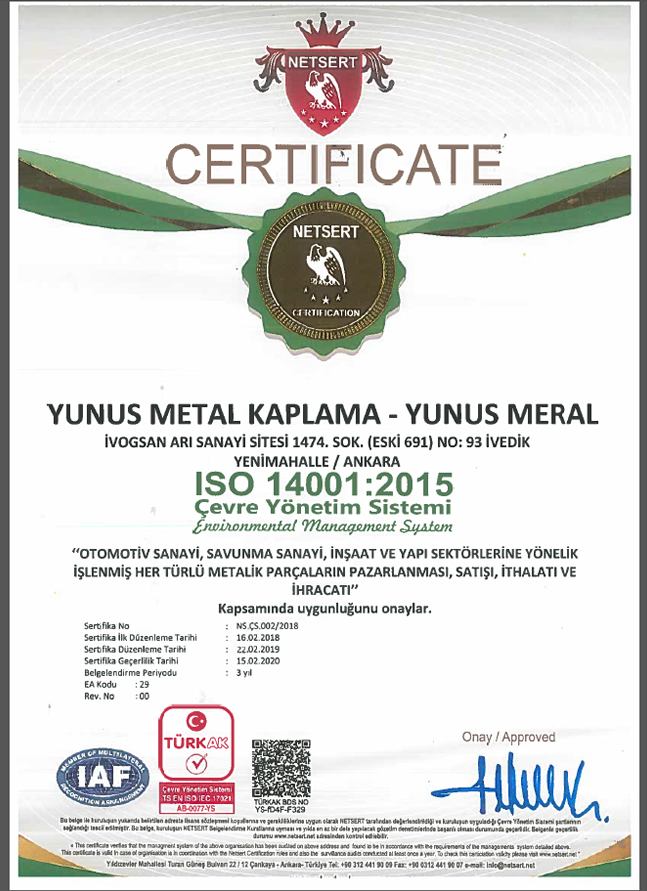 Metal Kaplama Sertifika